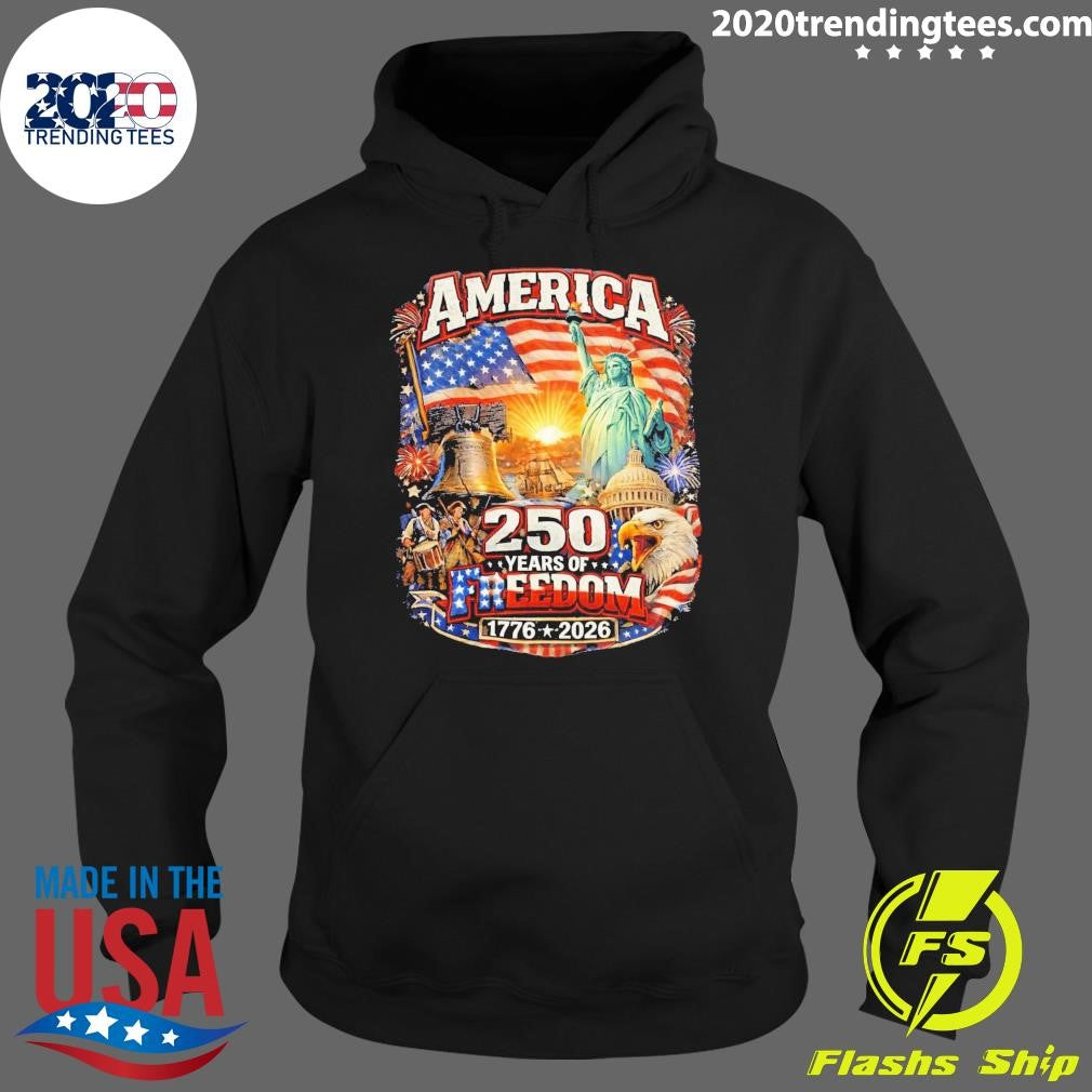 America 250 Years Freedom 1776-2026 Patriotic USA Flag July 4th Tee Shirt