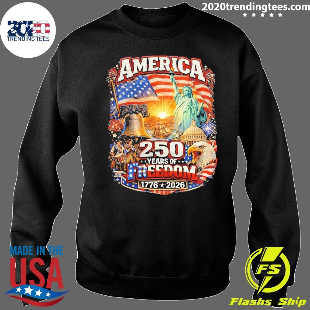 America 250 Years Freedom 1776-2026 Patriotic USA Flag July 4th Tee Shirt