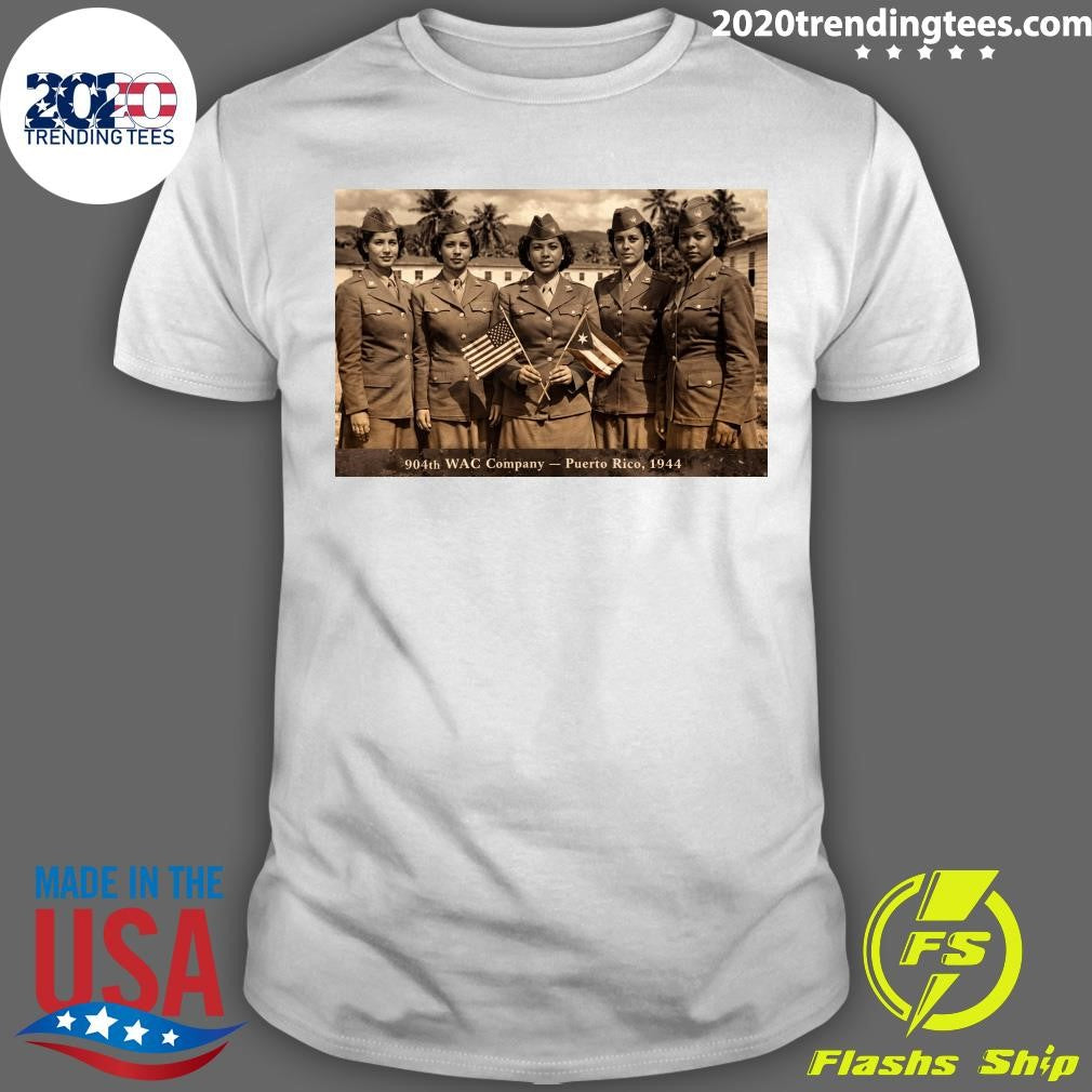 American Flag and Puerto Rico Flag 904 WAC Company Puerto Rico 1944 Shirt
