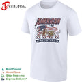American all stars patriotic hot dog hamburger baseball firework flight shirt