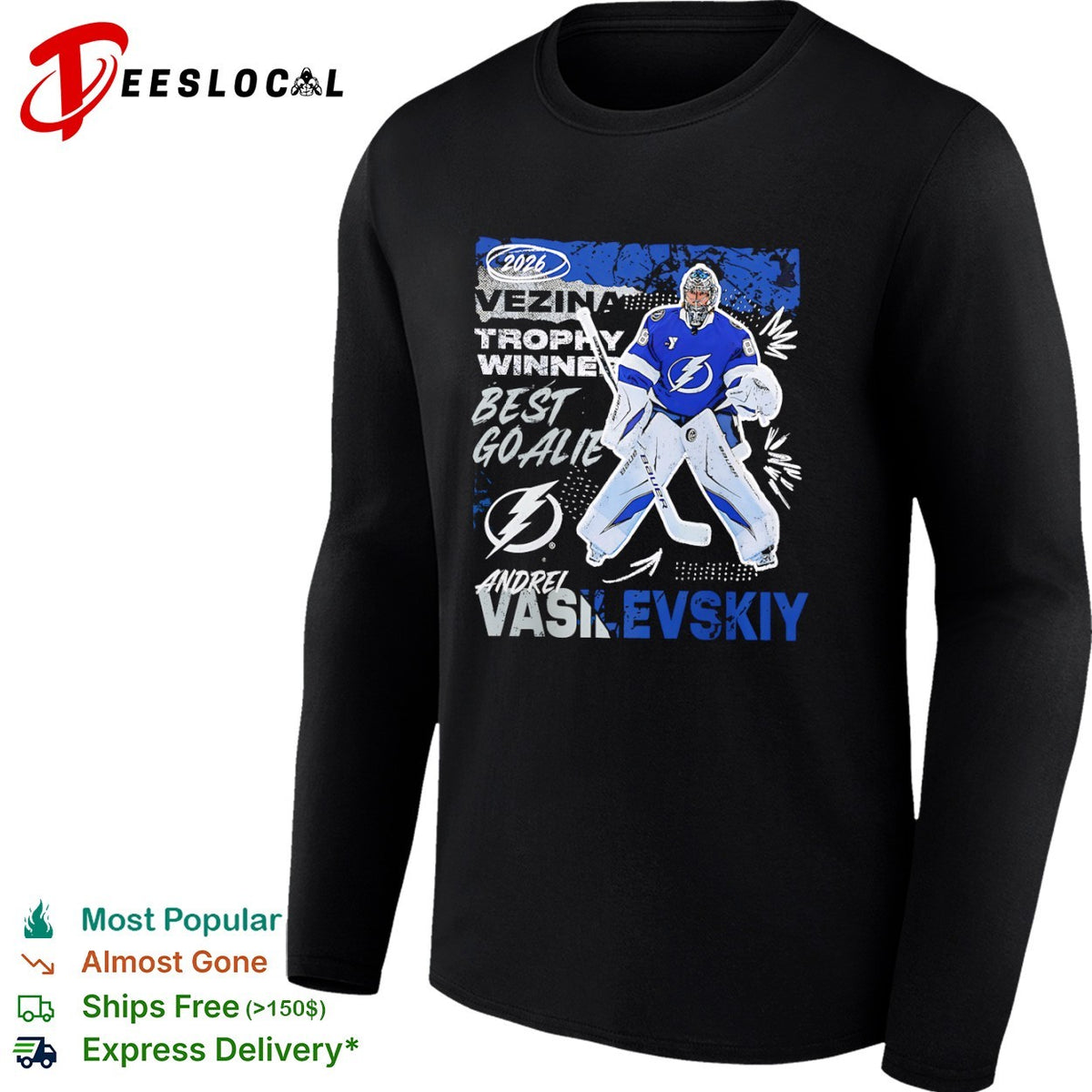 Andrei Vasilevskiy Tampa Bay Lightning 2026 Vezina Trophy Winner Best Goalie shirt