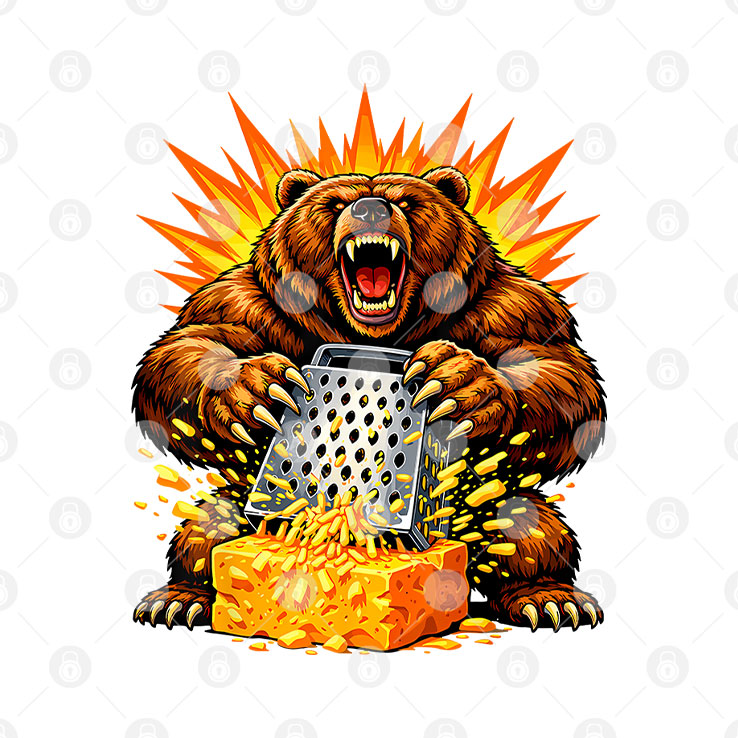 Angry Bear Grating Cheese Grater Hater T Shirt