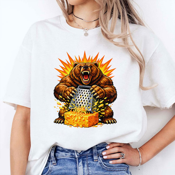 Angry Bear Grating Cheese Grater Hater T Shirt