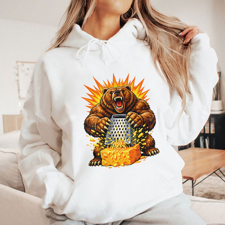 Angry Bear Grating Cheese Grater Hater T Shirt