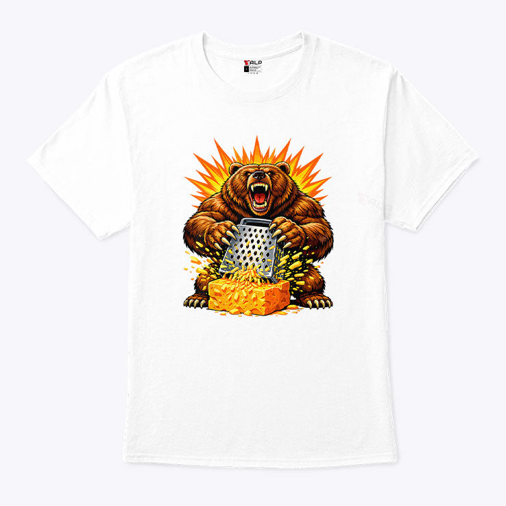 Angry Bear Grating Cheese Grater Hater T Shirt