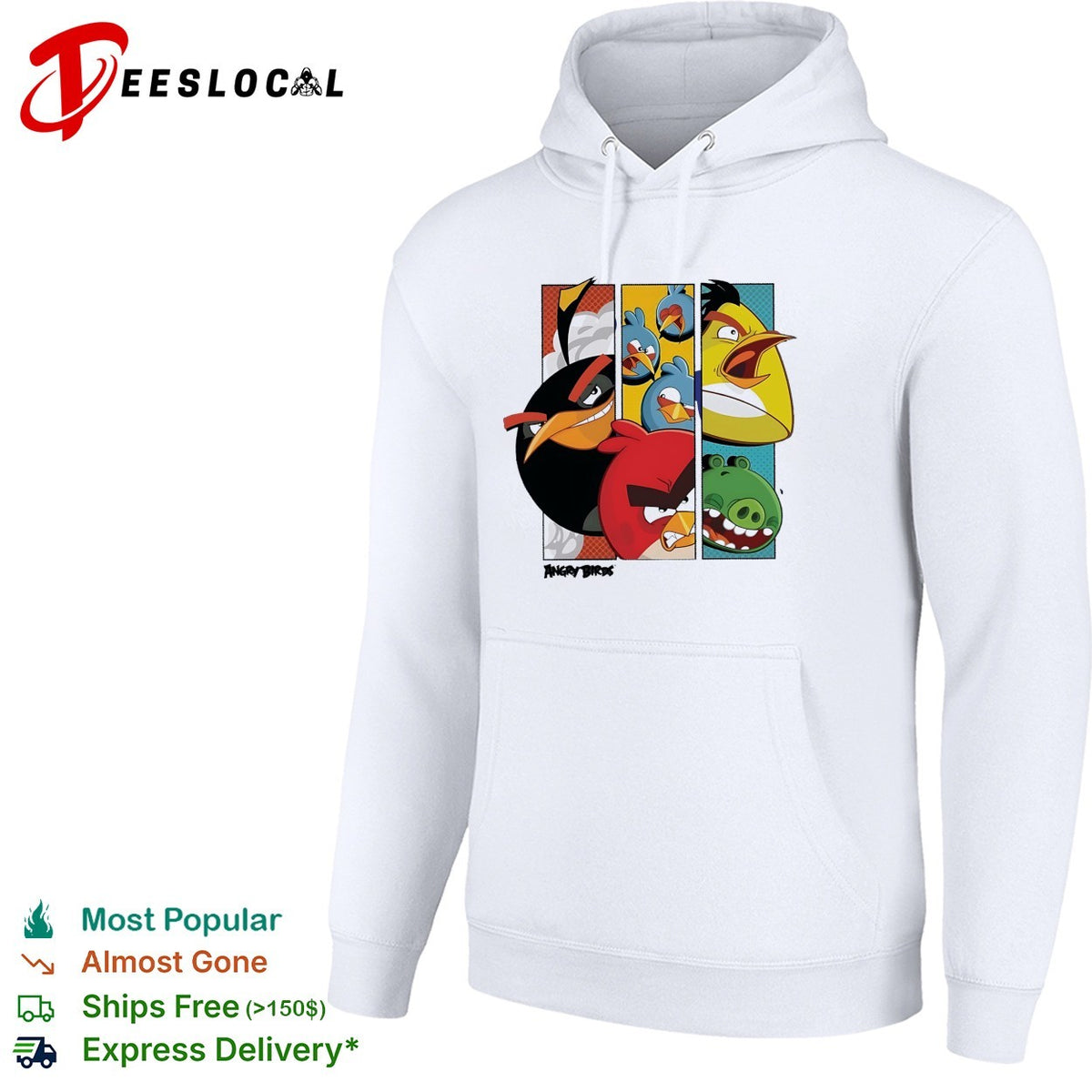 Angry Birds comic panel collage multiple birds and pig illustration graphic shirt