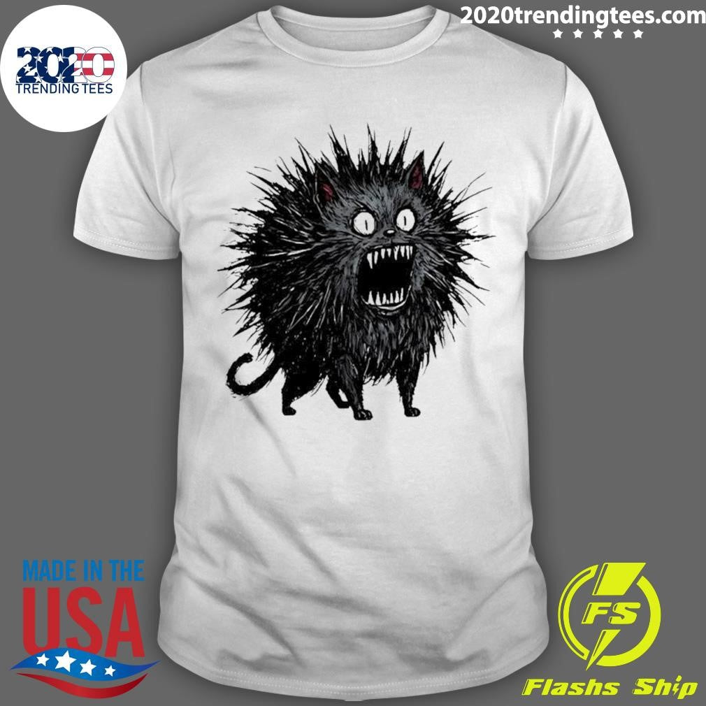 Angry Wild Spiky Black Cat Meme Shirt