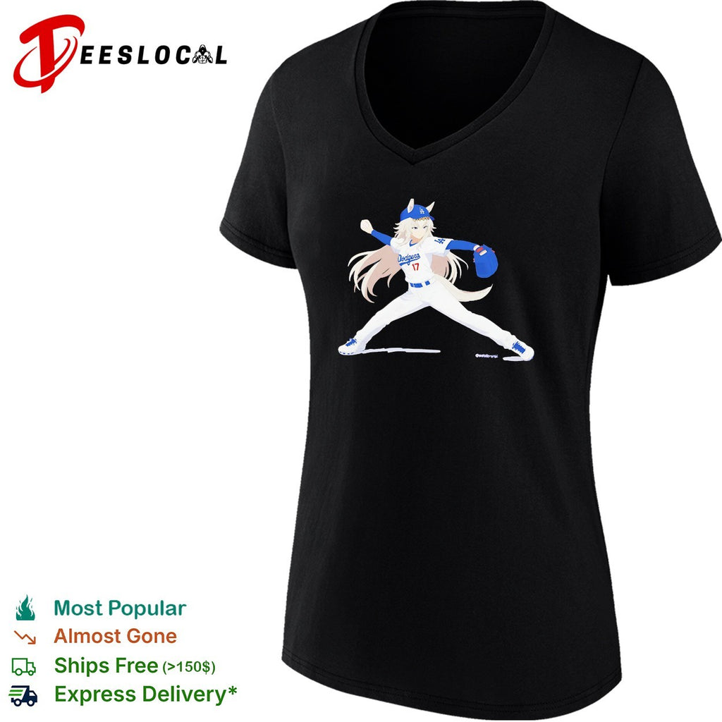 Anime style baseball pitcher number 17 action illustration shirt