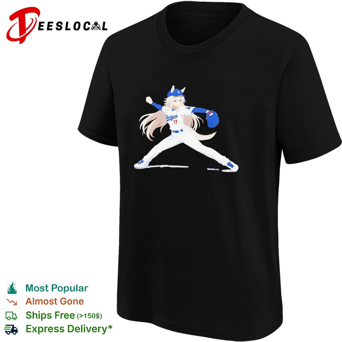 Anime style baseball pitcher number 17 action illustration shirt