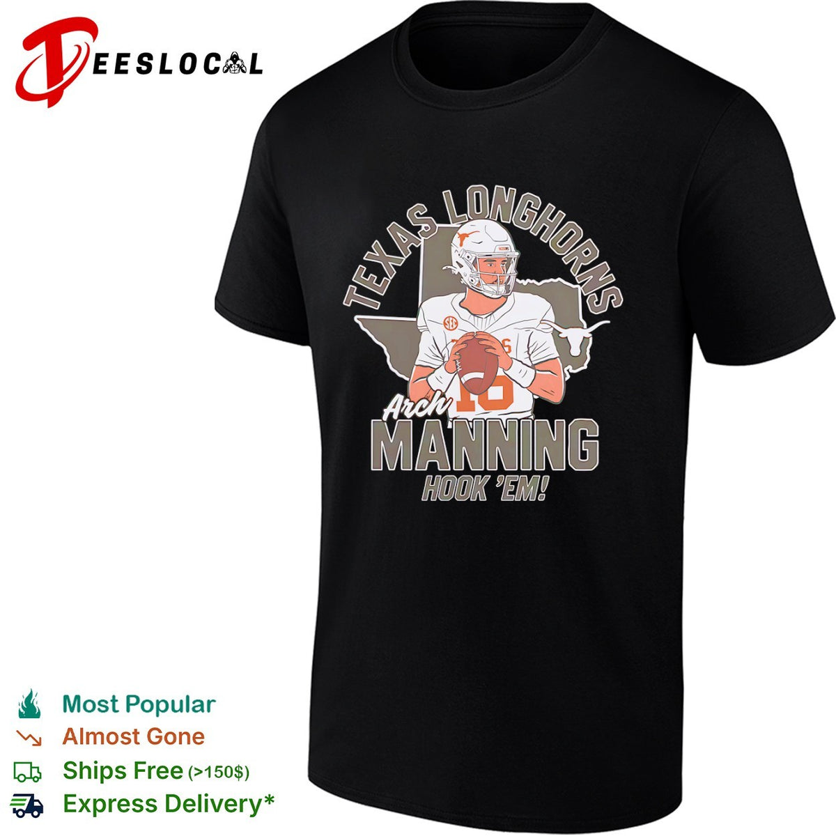 Arch Manning Texas Longhorns SEC football hook em shirt