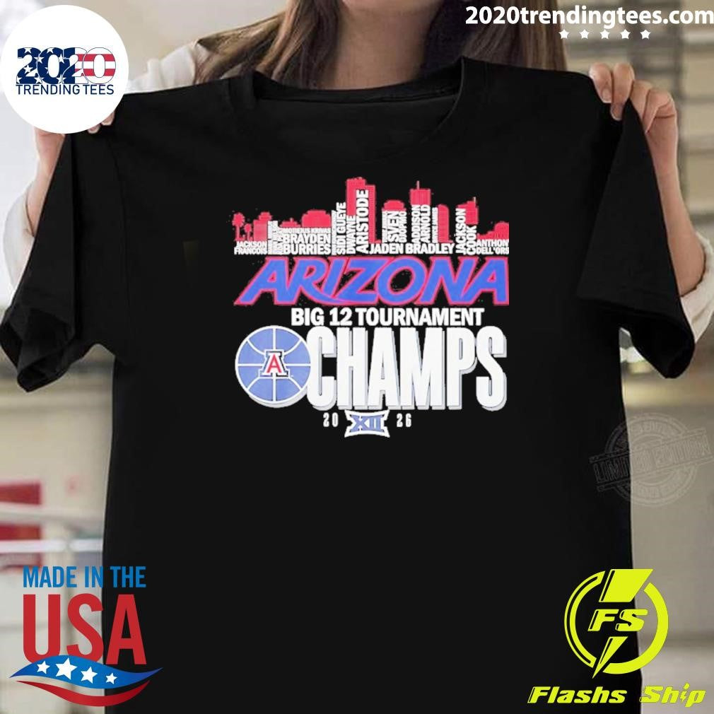 Arizona Wildcats 2026 Big 12 Conference Tournament Champions City Skyline Shirt