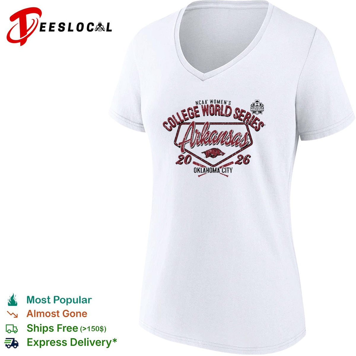 Arkansas NCAA College World Series 2026 Oklahoma City Logo text print shirt