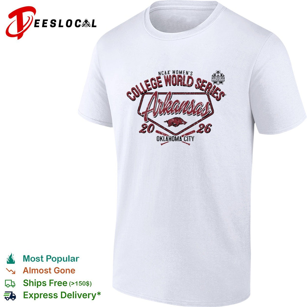 Arkansas NCAA College World Series 2026 Oklahoma City Logo text print shirt