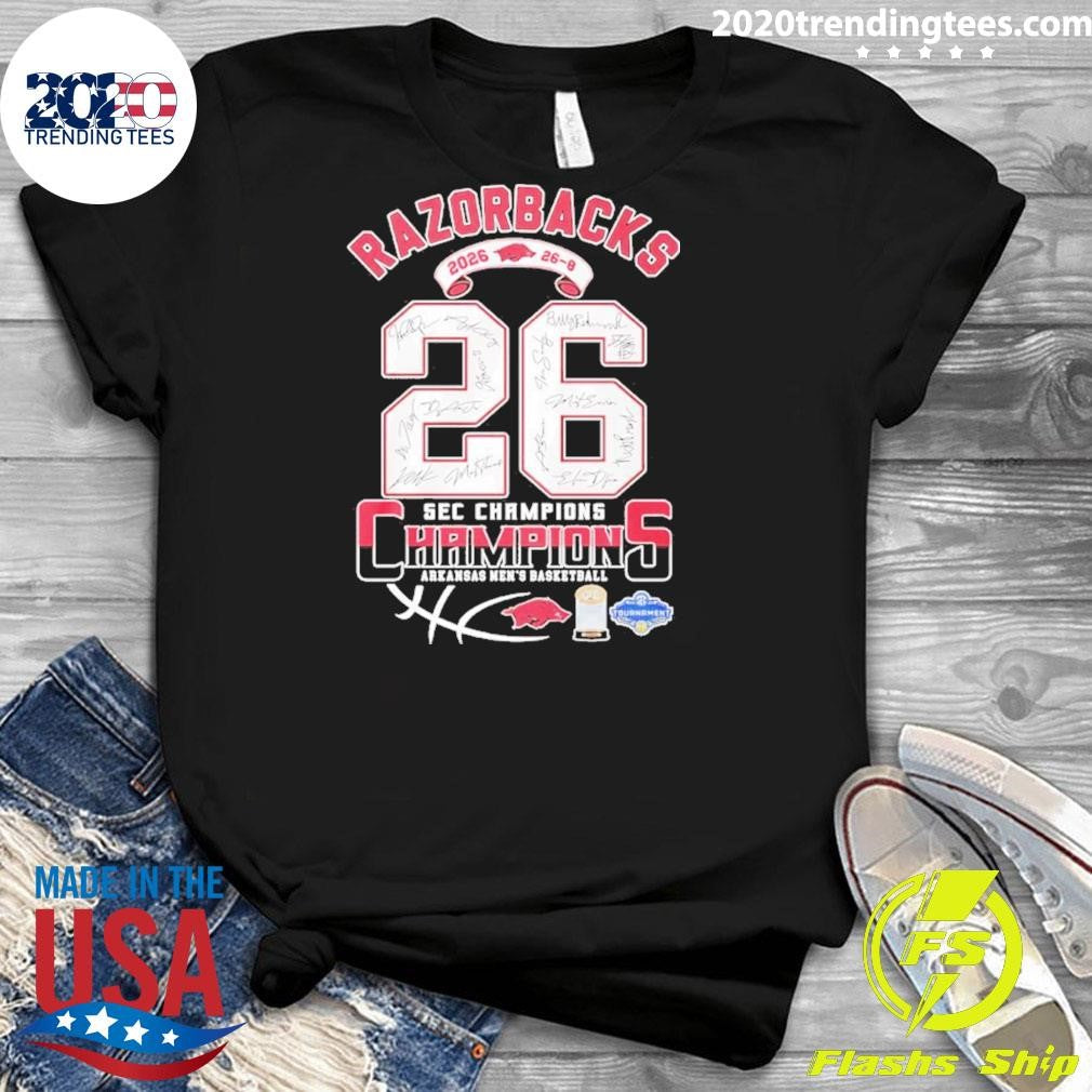 Arkansas Razorbacks 26 Sec Champions Men’s Basketball Team Signature Shirt
