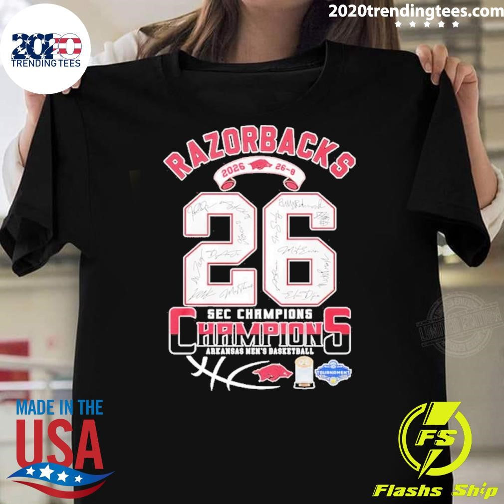 Arkansas Razorbacks 26 Sec Champions Men’s Basketball Team Signature Shirt