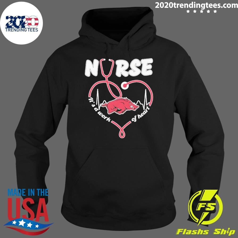 Arkansas Razorbacks Heartbeat 2026 Nurse It’s A Work Of Heart Shirt
