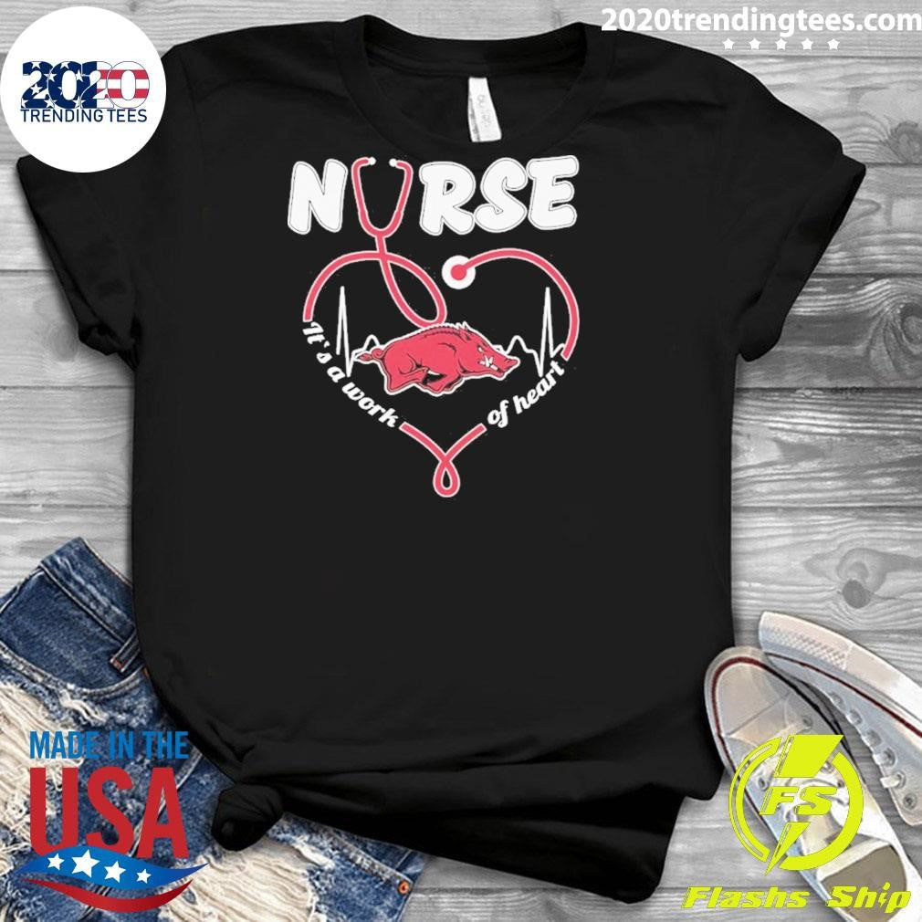 Arkansas Razorbacks Heartbeat 2026 Nurse It’s A Work Of Heart Shirt