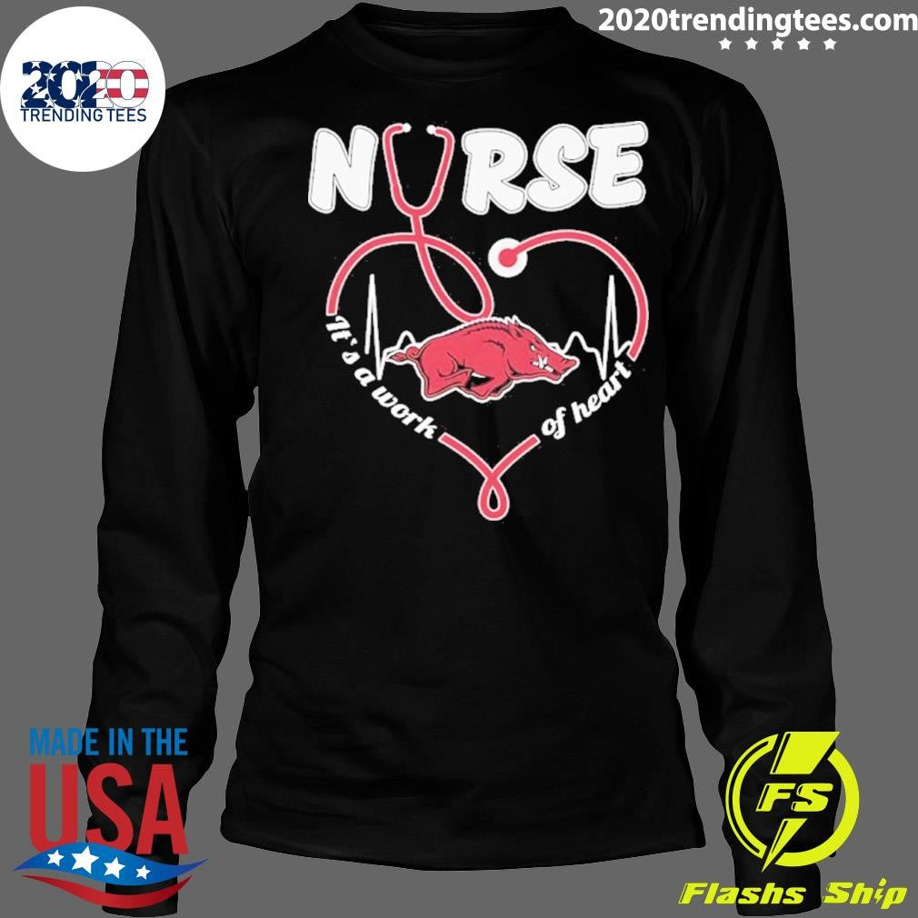 Arkansas Razorbacks Heartbeat 2026 Nurse It’s A Work Of Heart Shirt