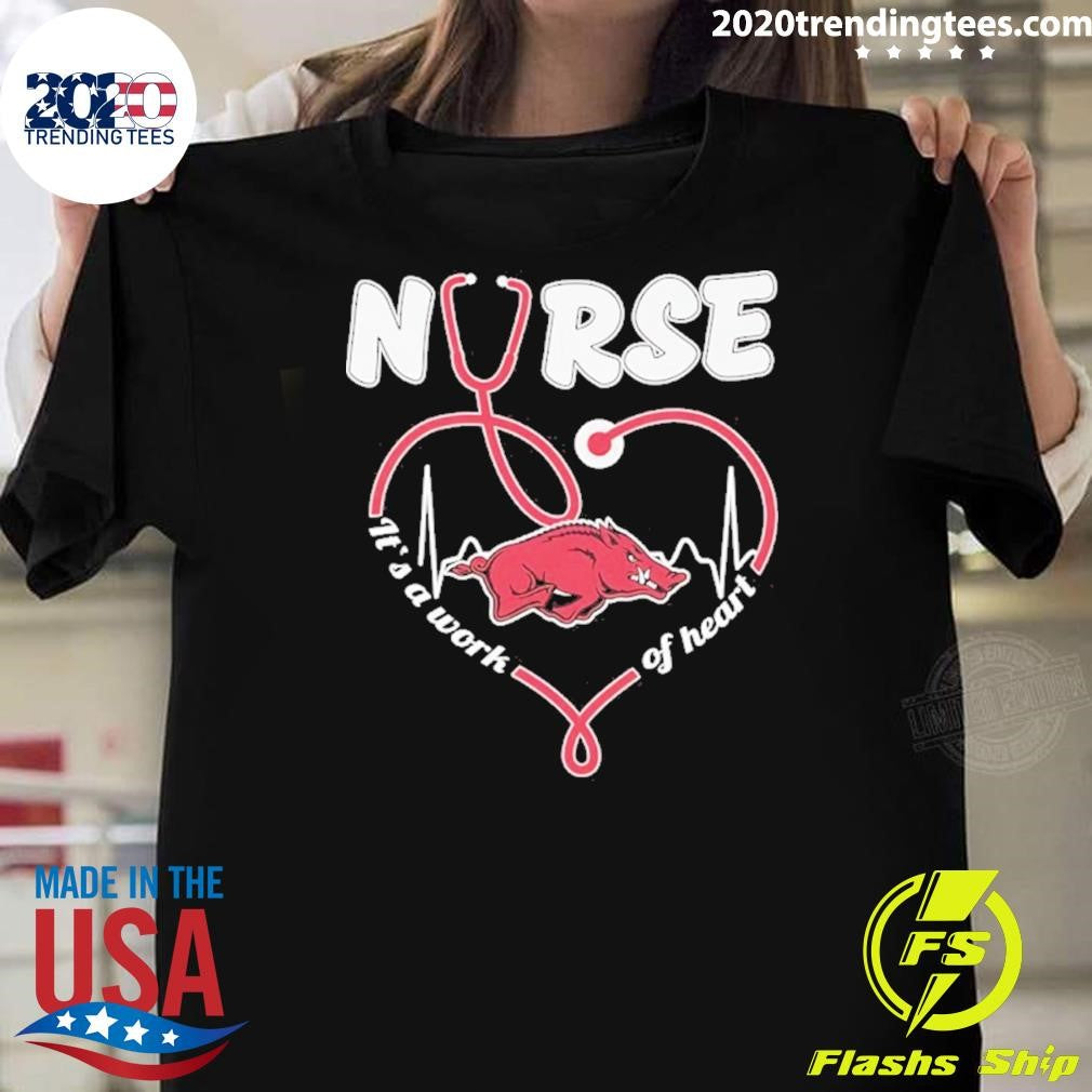 Arkansas Razorbacks Heartbeat 2026 Nurse It’s A Work Of Heart Shirt