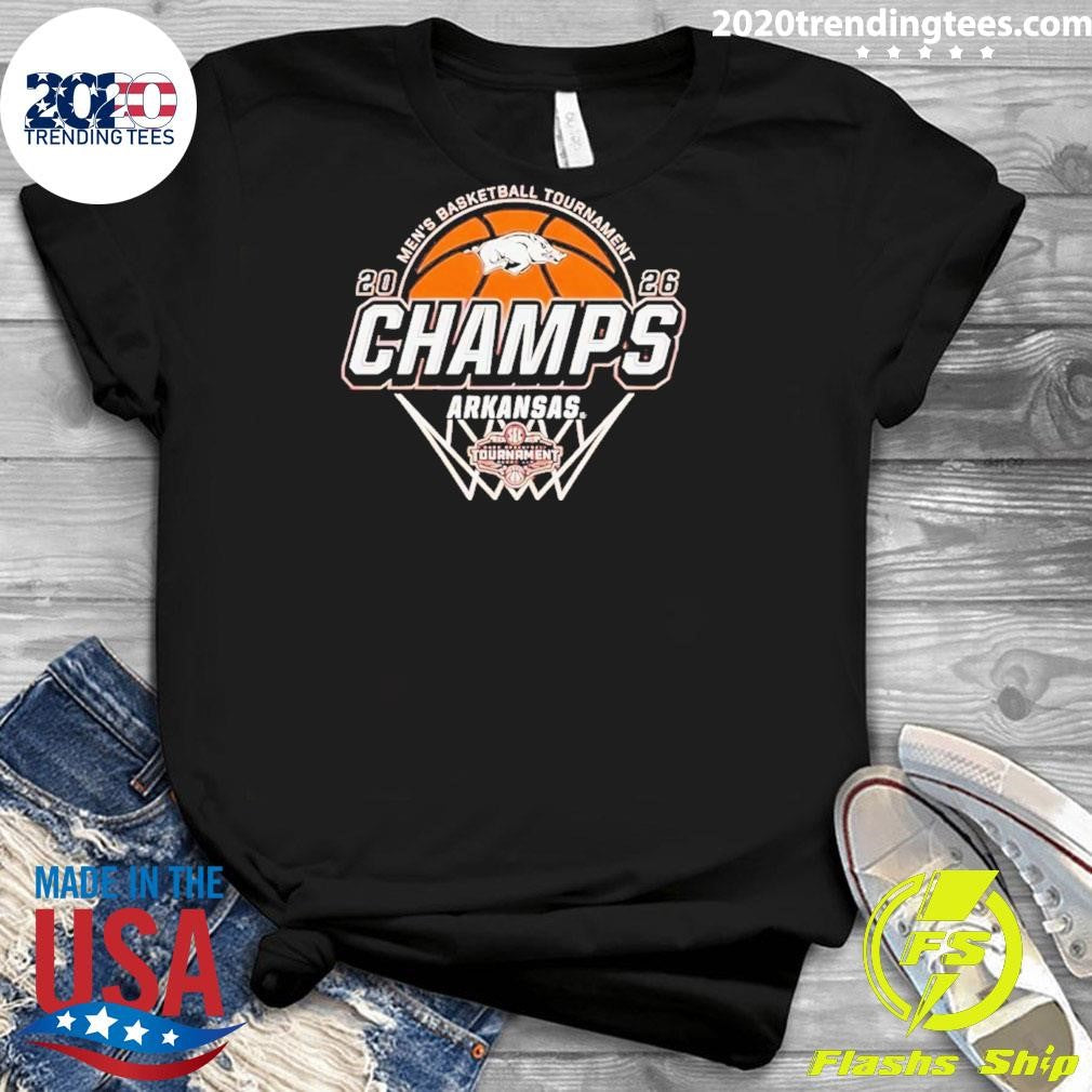Arkansas Razorbacks Men’s Basketball 2026 Sec Tournament Champions Logo Shirt