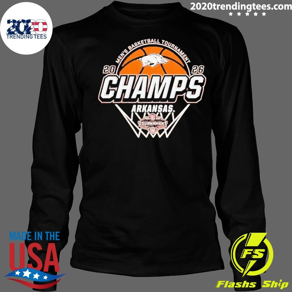 Arkansas Razorbacks Men’s Basketball 2026 Sec Tournament Champions Logo Shirt