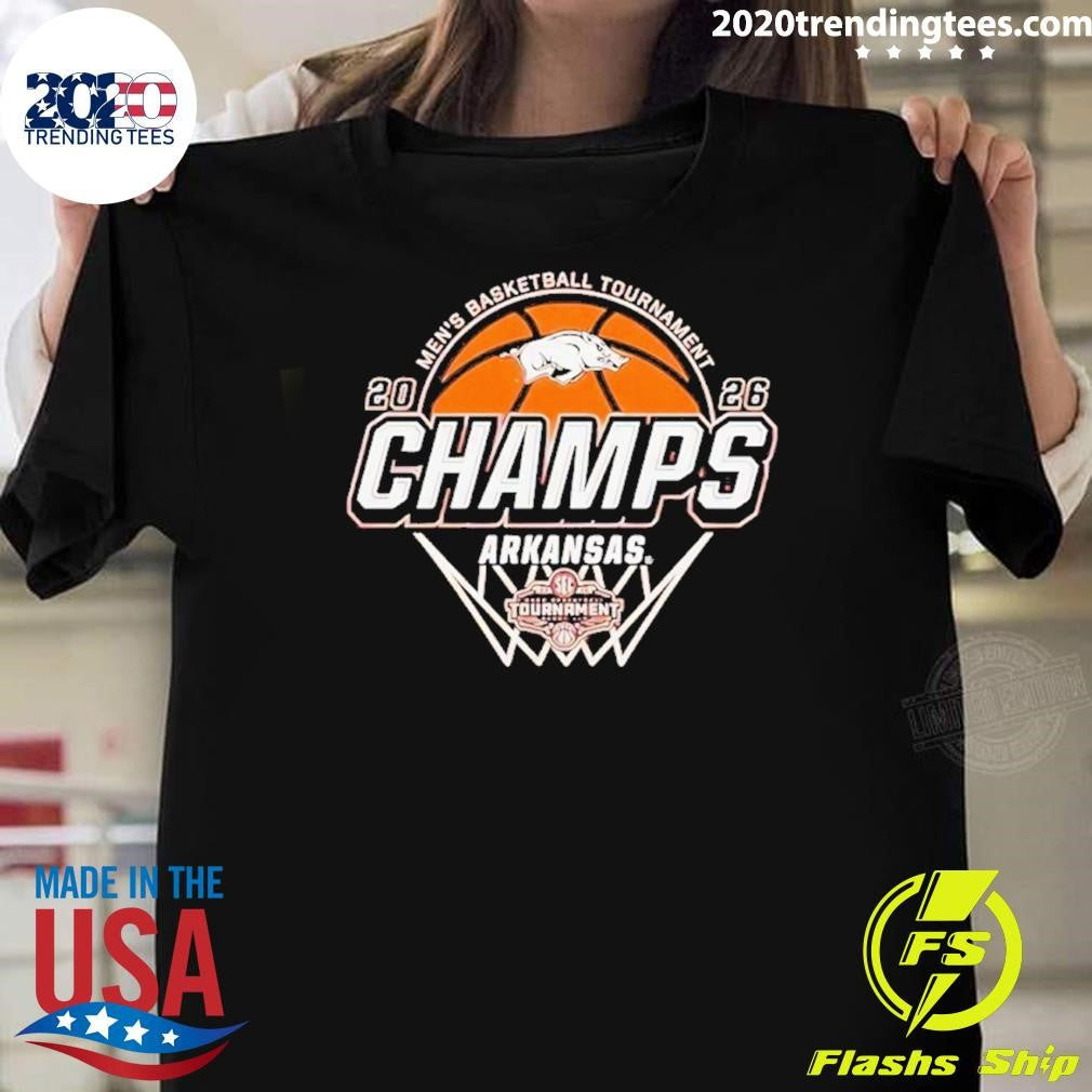 Arkansas Razorbacks Men’s Basketball 2026 Sec Tournament Champions Logo Shirt