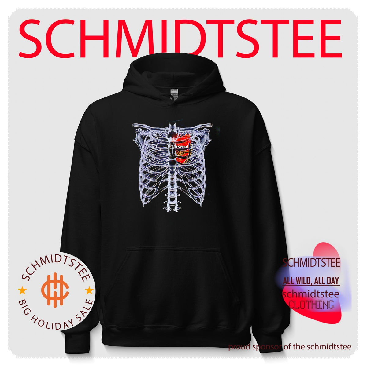 Arsenal logo heart on fire shirt
