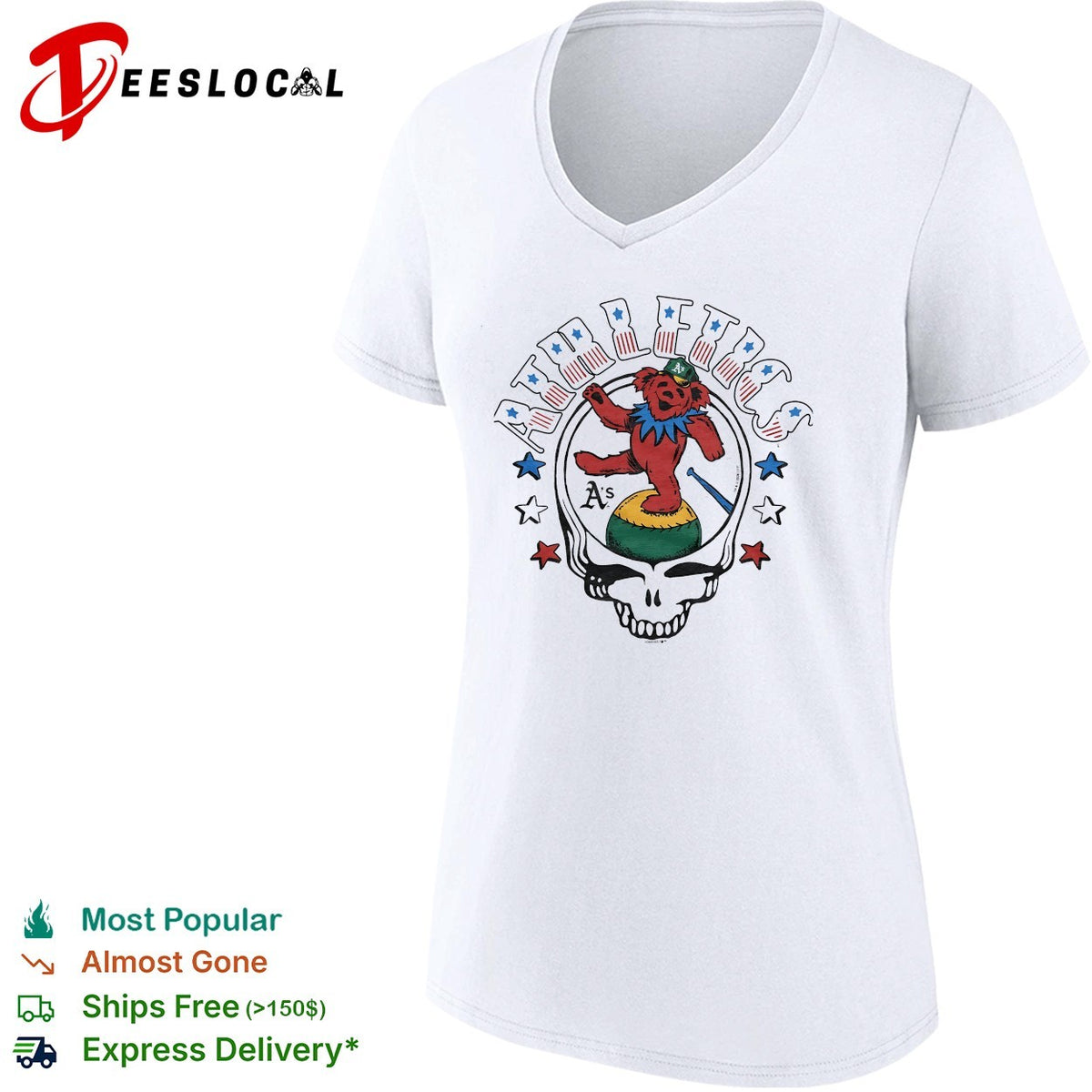 Athletics MLB x Grateful Dead bear Americana vintage shirt