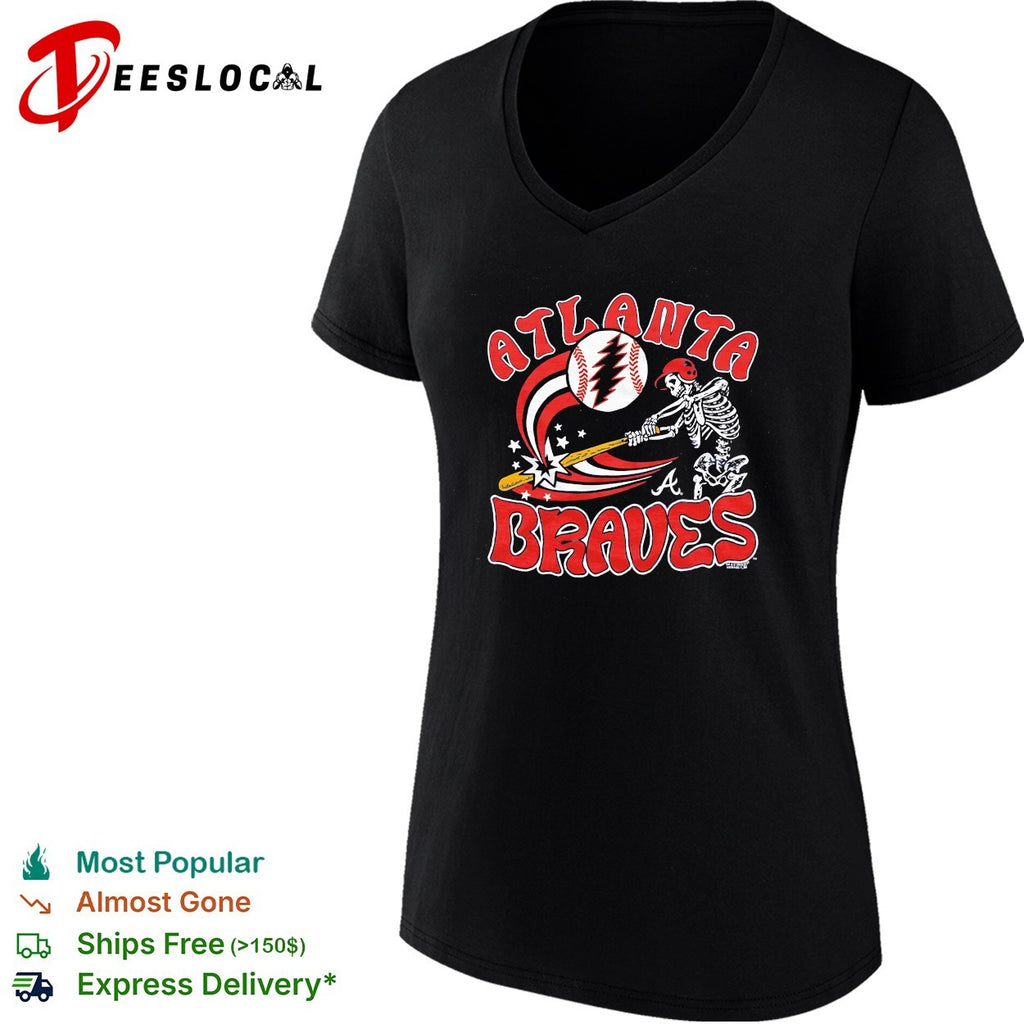 Atlanta Braves x Grateful Dead skeleton MLB graphic shirt