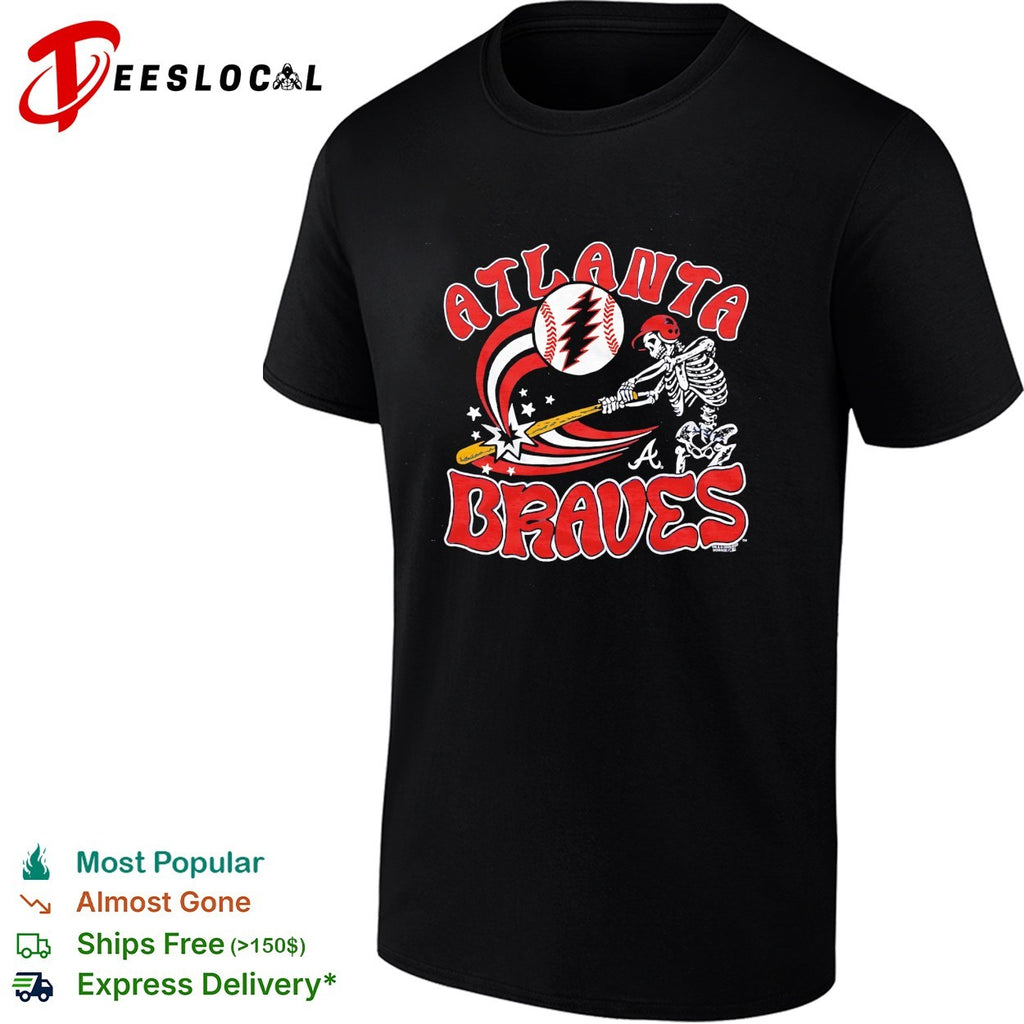 Atlanta Braves x Grateful Dead skeleton MLB graphic shirt