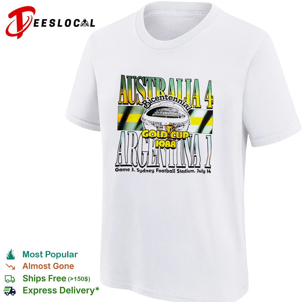 Australia 4 Argentina 1 Bicentennial Gold Cup 1988 Game 3 Sydney Football Stadium shirt