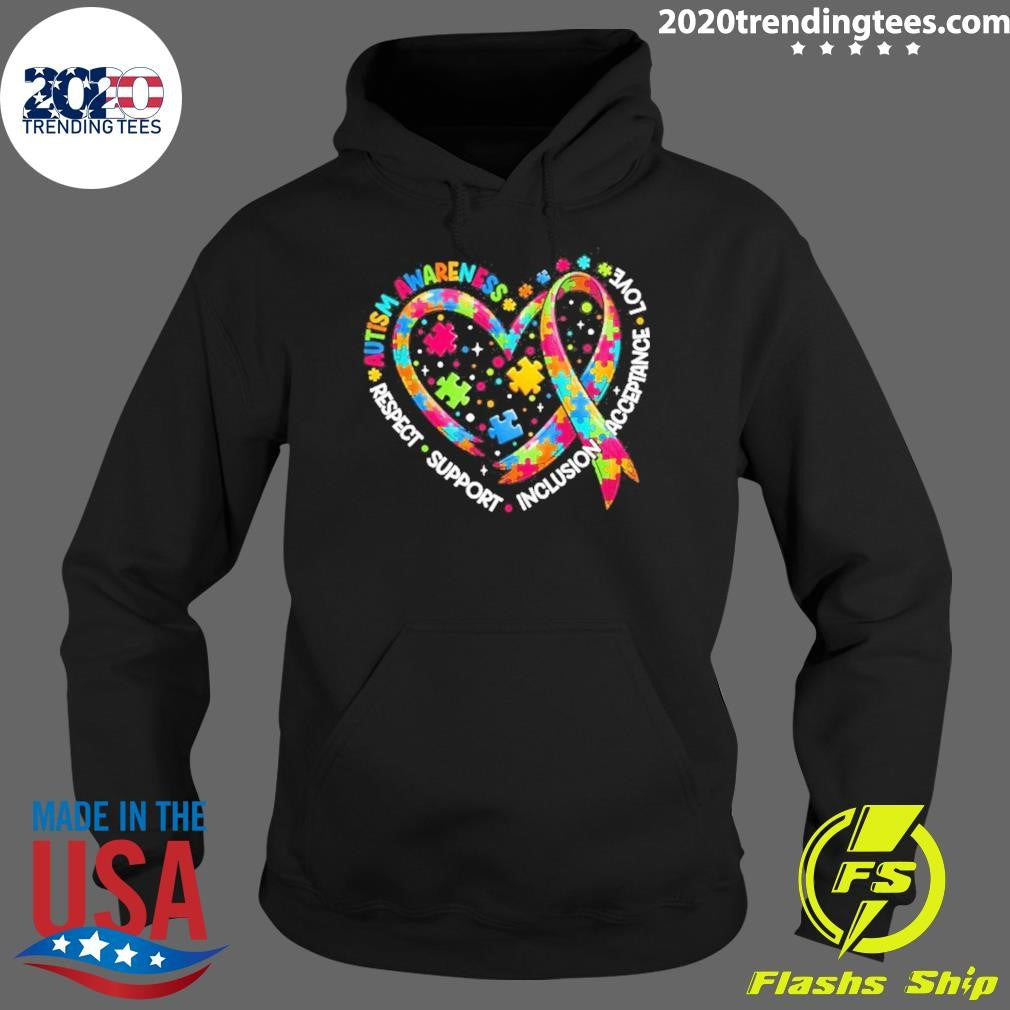 Autism Awareness Respect Support Inclusion Acceptance Love Heart Shirt