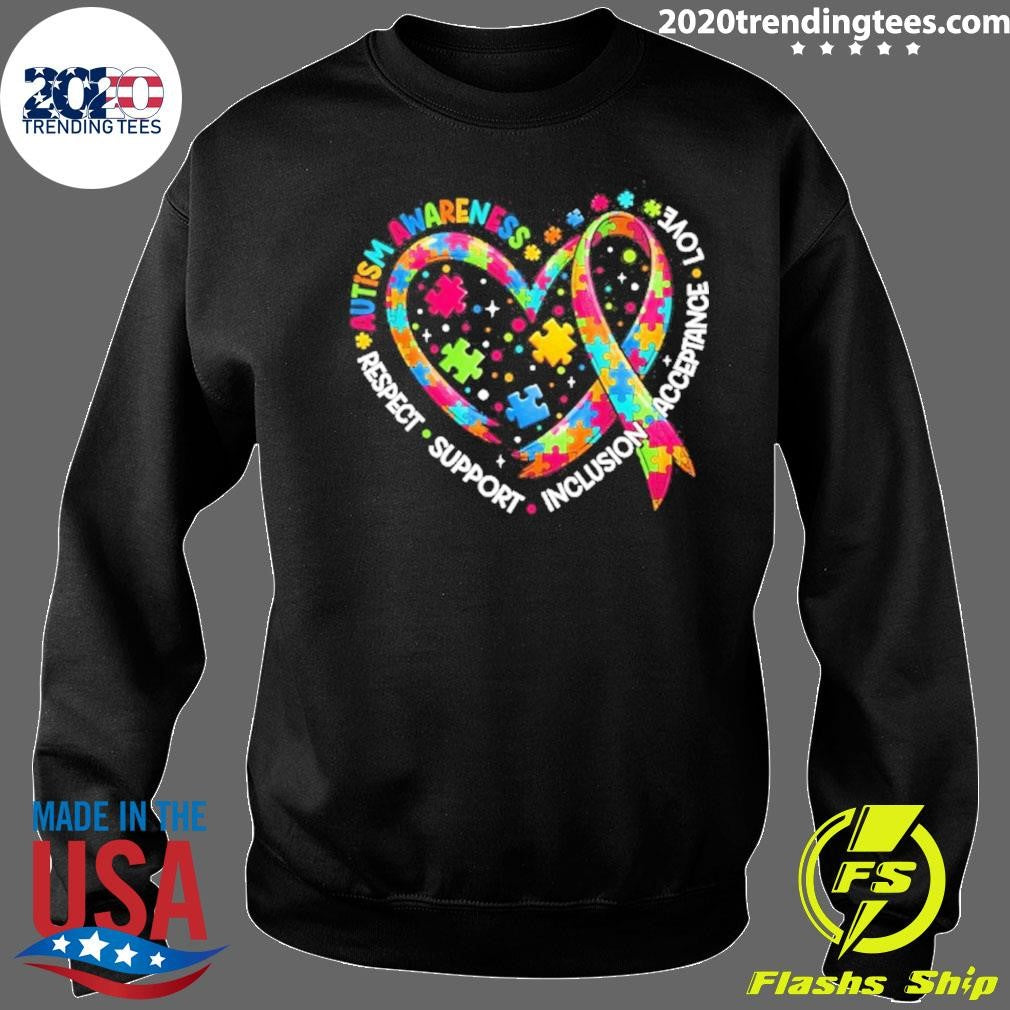 Autism Awareness Respect Support Inclusion Acceptance Love Heart Shirt