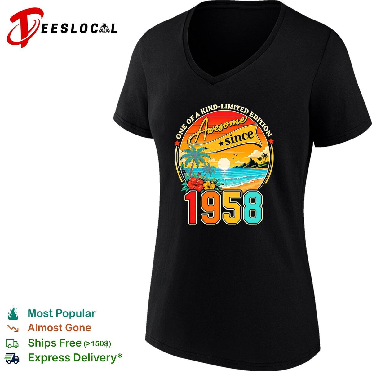 Awesome since 1958 one of a kind limited edition beach shirt