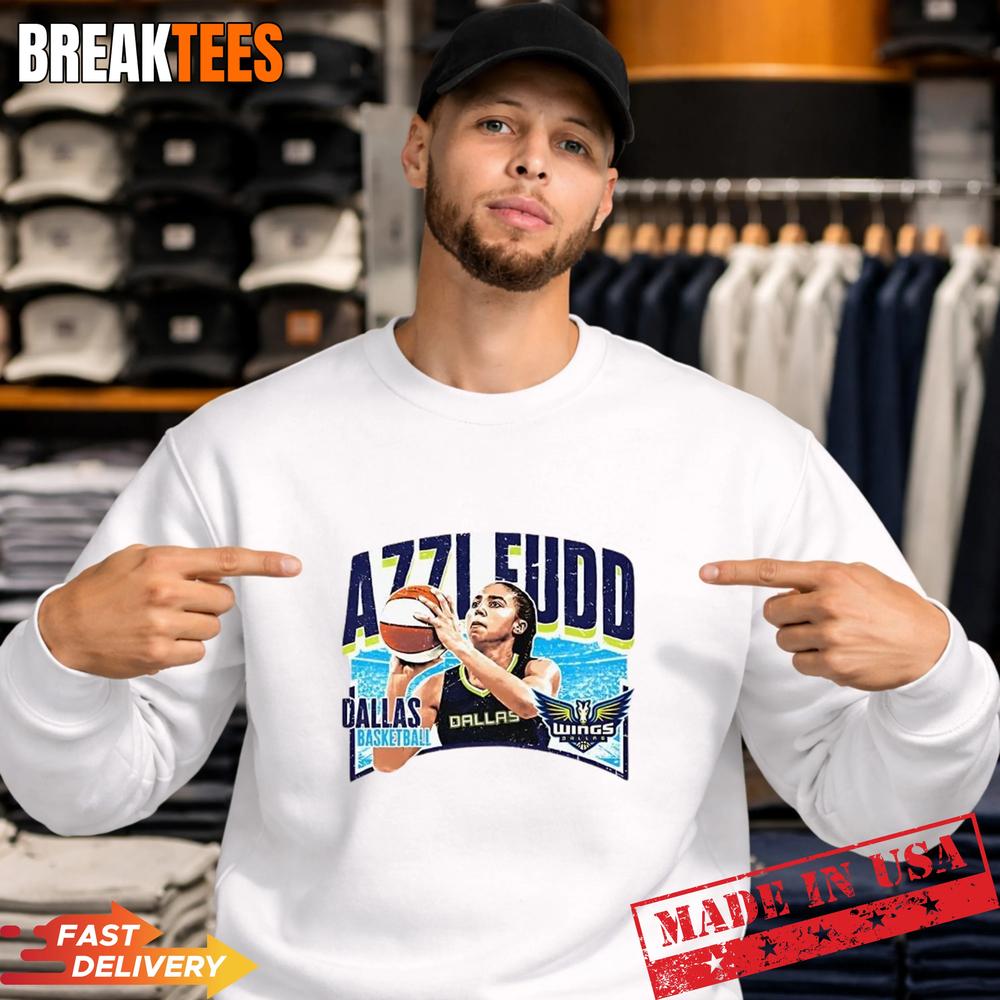 Azzi Fudd Dallas Wings WNBA player name curved T-Shirt