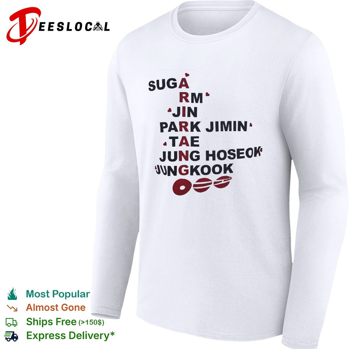BTS Arirang Suga RM Jin Park Jimin Tae Jung Hoseok Jungkook Kpop Shirt