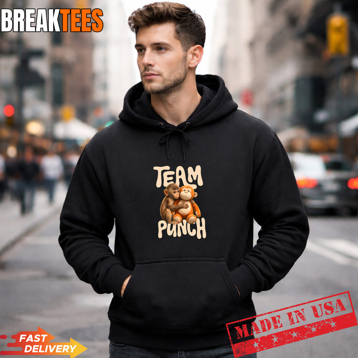 Baby Monkey Punch Team Cute Meme Animal Graphic Fan T-Shirt