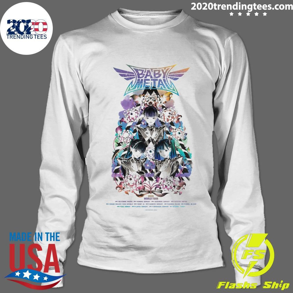 Babymetal World Tour 2026 UK and EU Merch Poster Schedule Dates Art By Peach MoMoKo Shirt