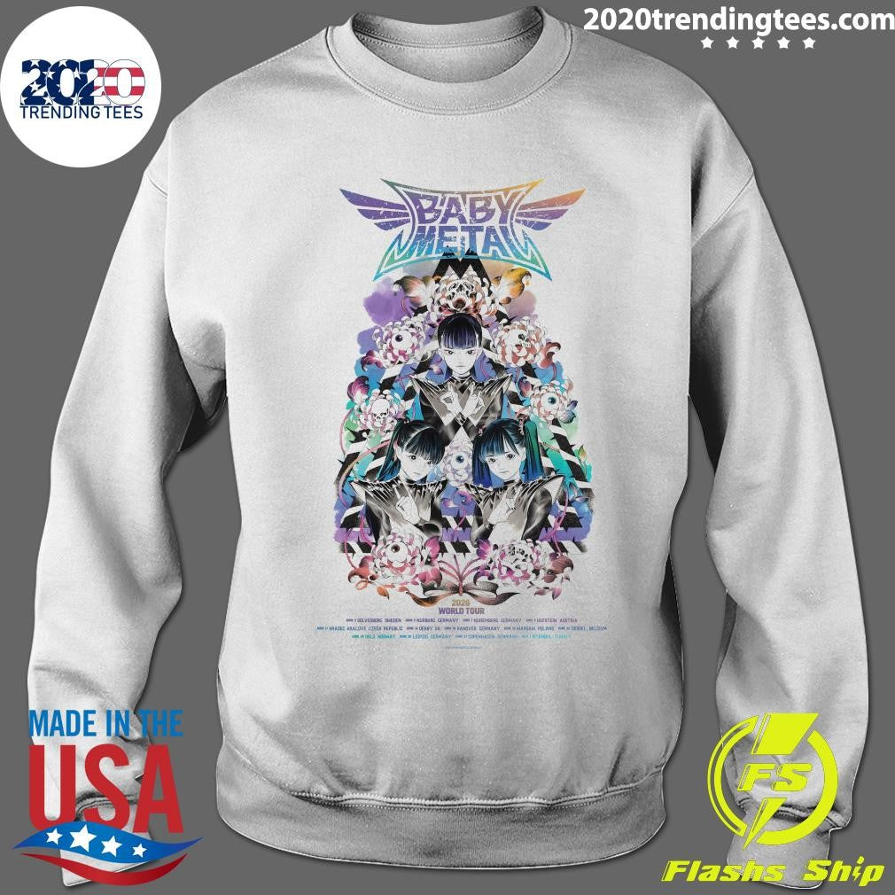 Babymetal World Tour 2026 UK and EU Merch Poster Schedule Dates Art By Peach MoMoKo Shirt