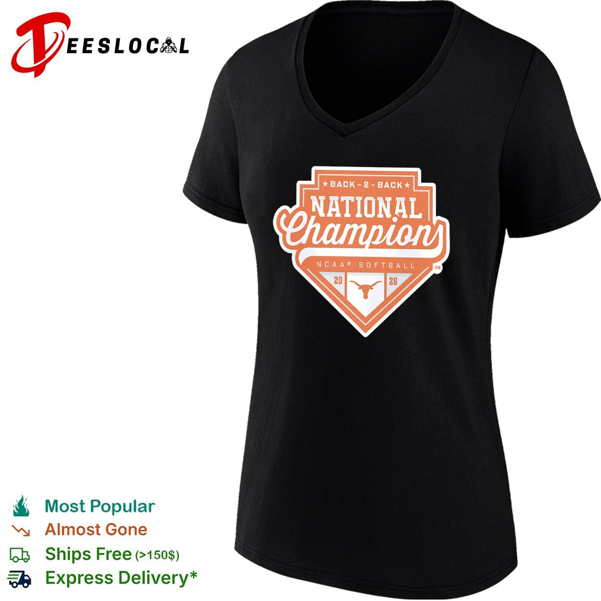 Back 2 Back National Champion Texas Longhorns NCAA Softball 2026 shirt