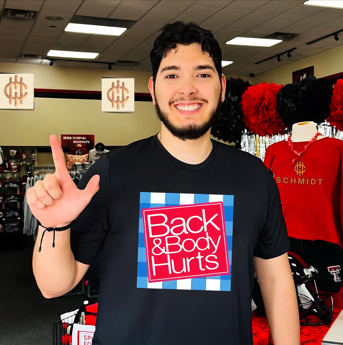Back and body hurts parody graphic shirt