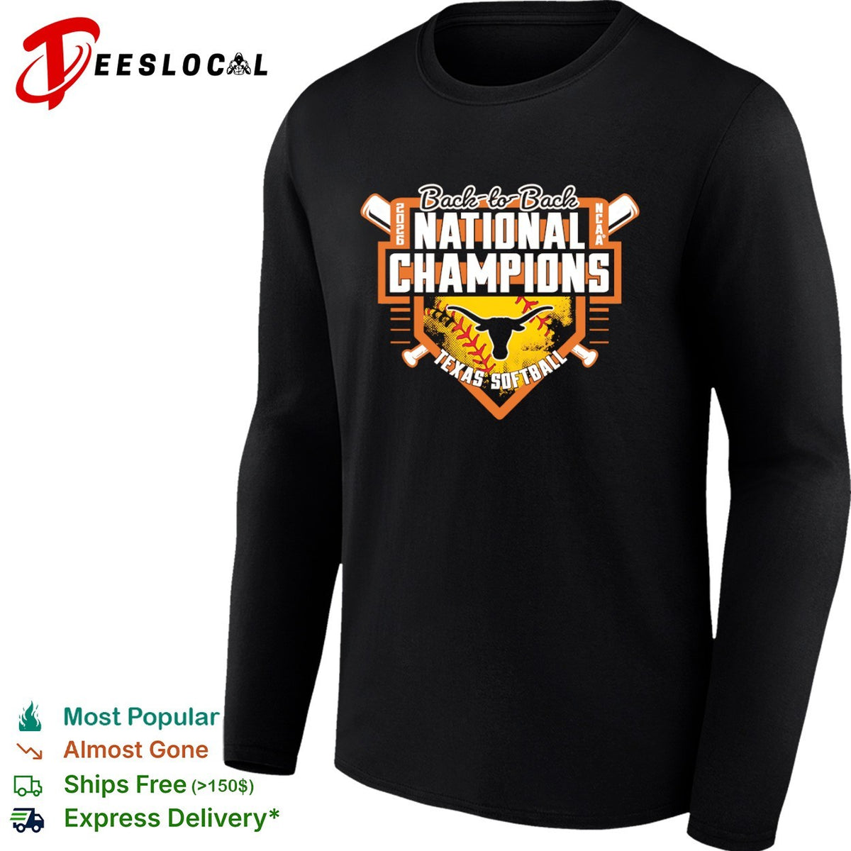Back to Back National Champions 2026 NCAA Texas Softball Longhorn Logo shirt