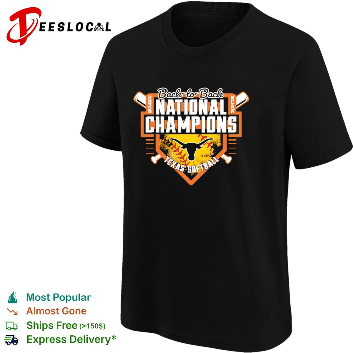 Back to Back National Champions 2026 NCAA Texas Softball Longhorn Logo shirt
