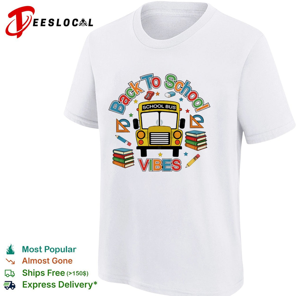 Back to school vibes school bus shirt