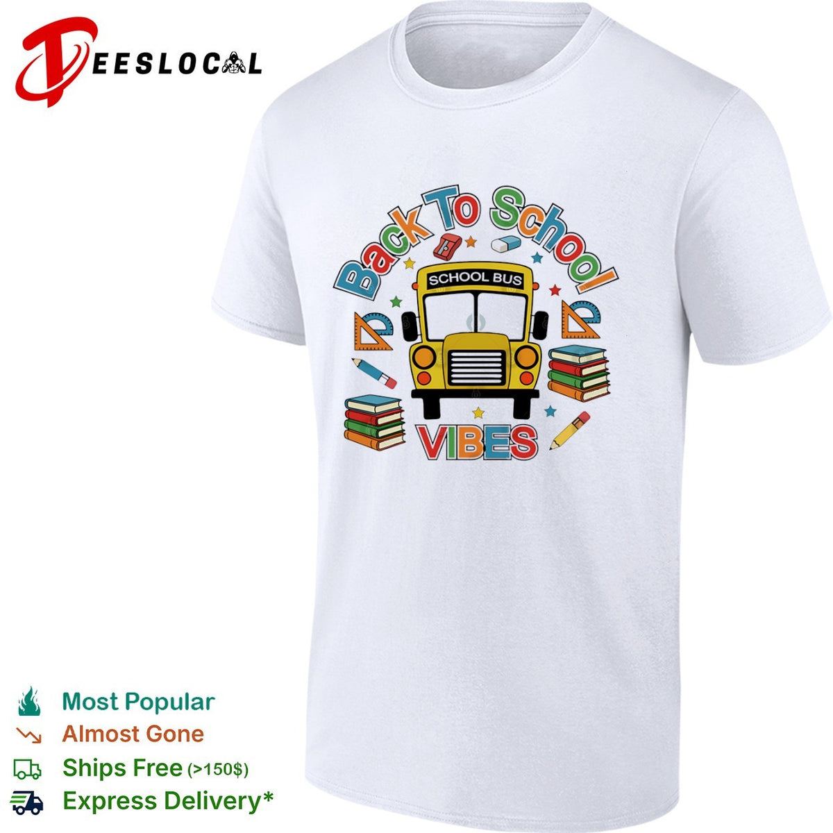 Back to school vibes school bus shirt