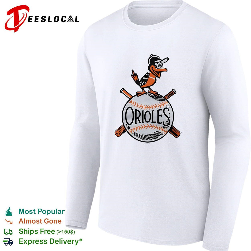 Baltimore Orioles vintage bird perched on baseball logo shirt