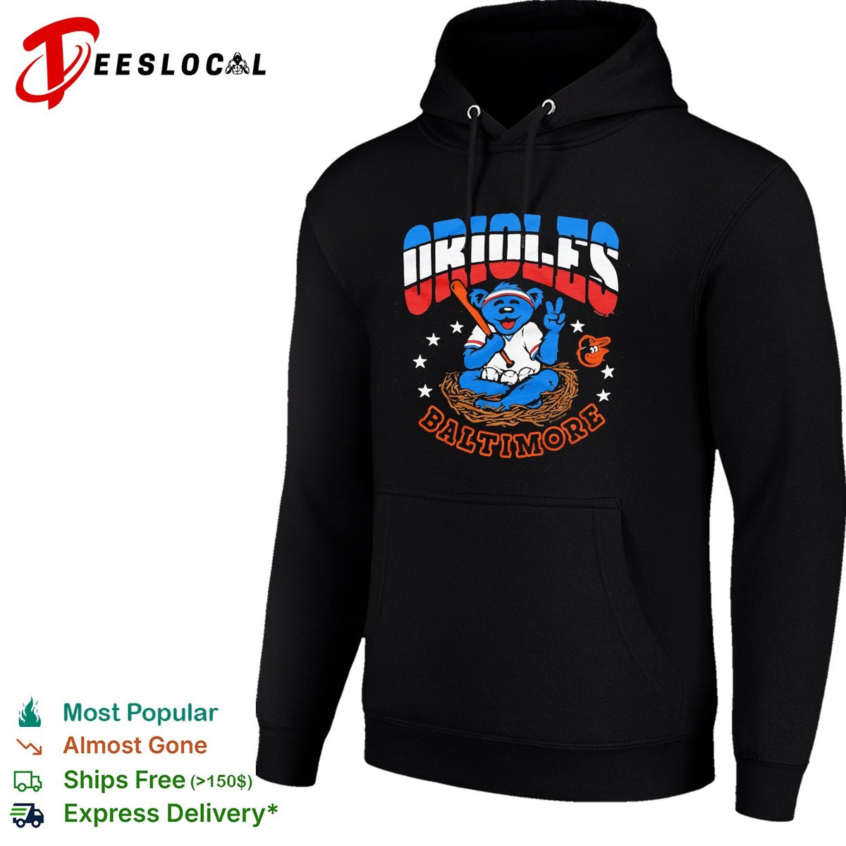 Baltimore Orioles x Grateful Dead dancing bear MLB graphic shirt
