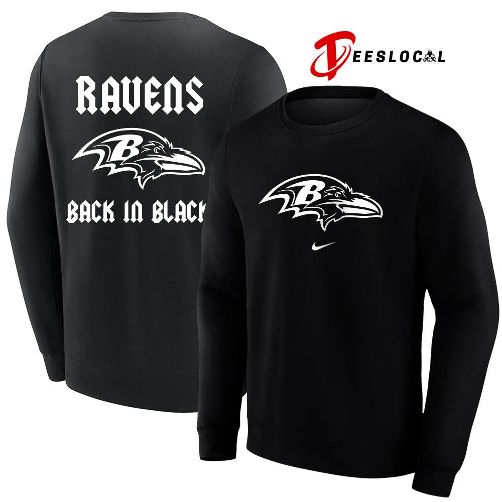 Baltimore Ravens back in black logo shirt