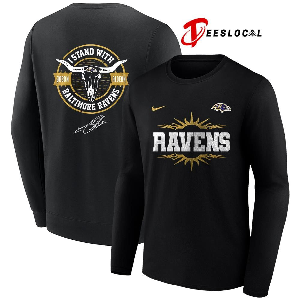 Baltimore Ravens x Jason Aldean I stand signature logo shirt
