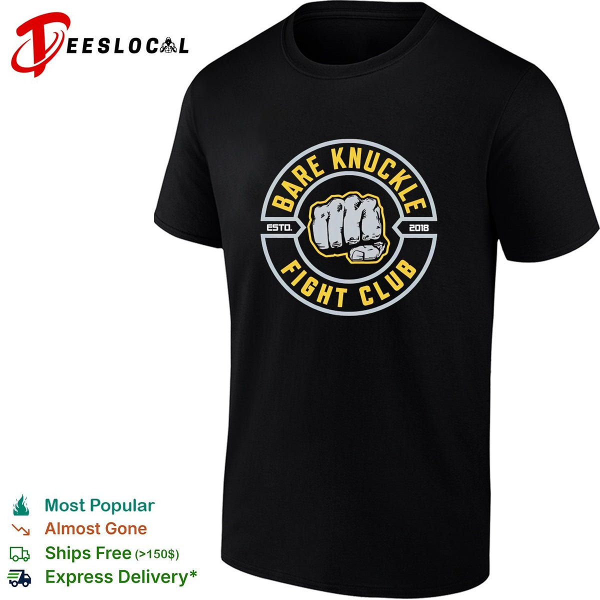 Bare knuckle fight club established 2018 fist circle badge shirt